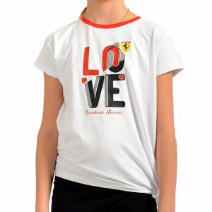Scuderia Ferrari Girl "On Track Love" White Short Sleeve Crew Neck T-Shirt